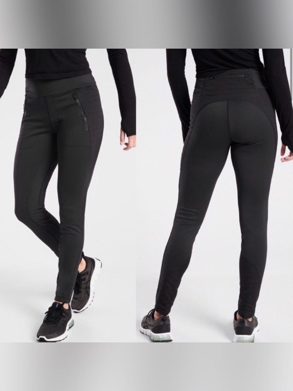 Athleta Black Peak Hybrid Fleece Tights Leggings Size M